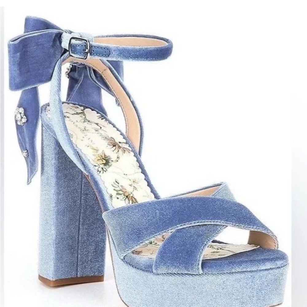 Antonio Melani Blue Velvet Platform Sandals